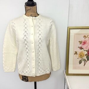 Vintage Sweater Bee by Banff Cream Wool Sweater Cardigan